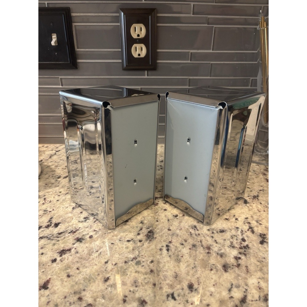 Vintage‎ Metal Restaurant Diner Napkin Holder Spring Dispenser Chrome 1950s